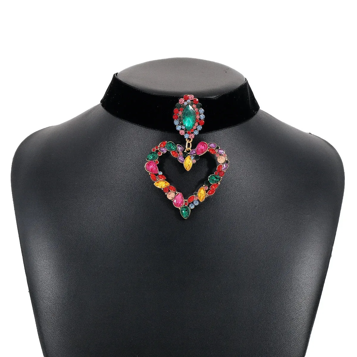 Romantic Crystal Heart Choker Necklace For Women Elegant Party Wedding Statement Necklace Fashion Jewelry Girls