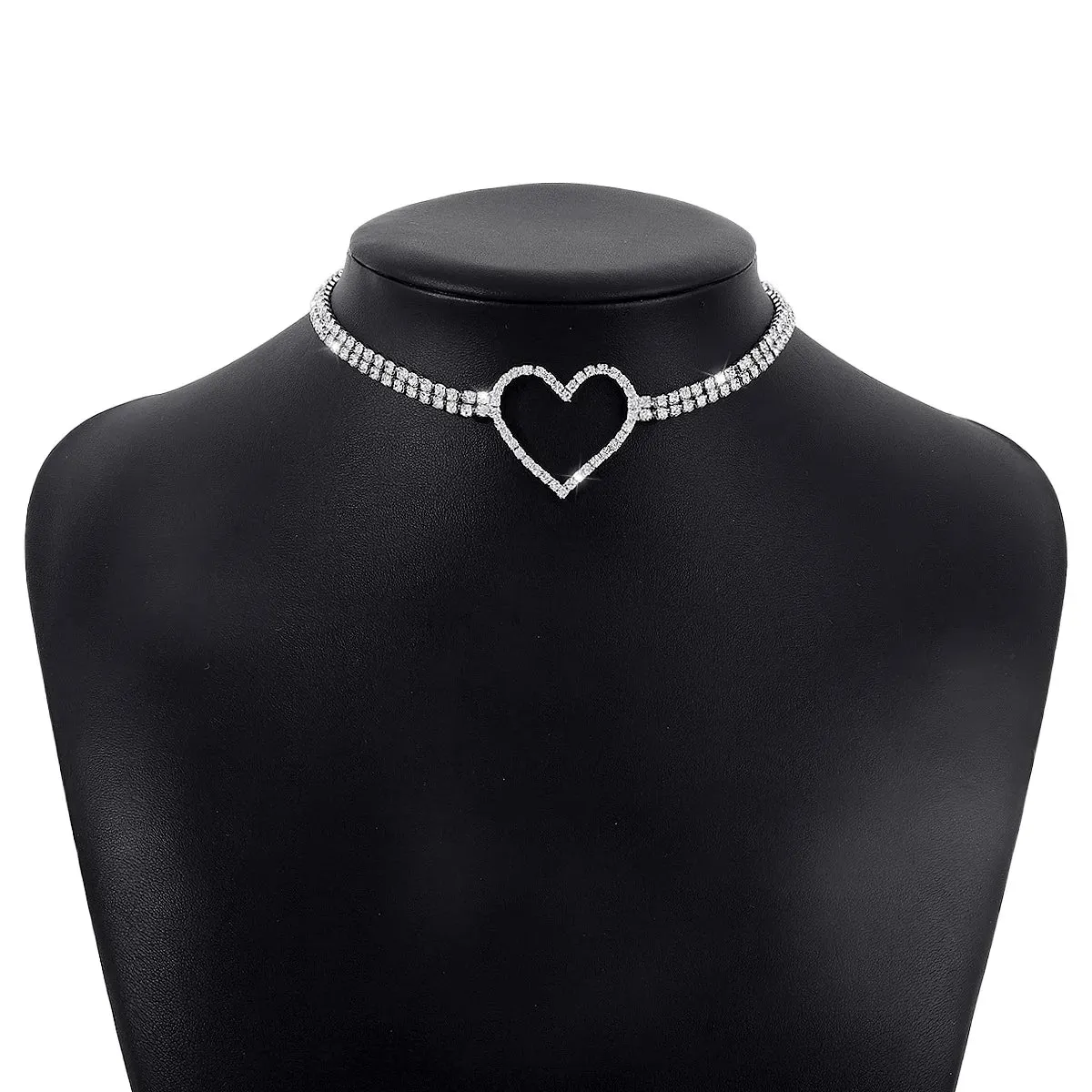 Romantic Crystal Heart Choker Necklace For Women Elegant Party Wedding Statement Necklace Fashion Jewelry Girls