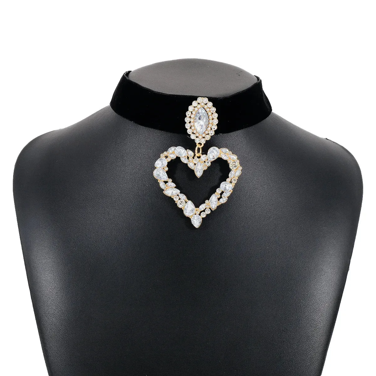 Romantic Crystal Heart Choker Necklace For Women Elegant Party Wedding Statement Necklace Fashion Jewelry Girls