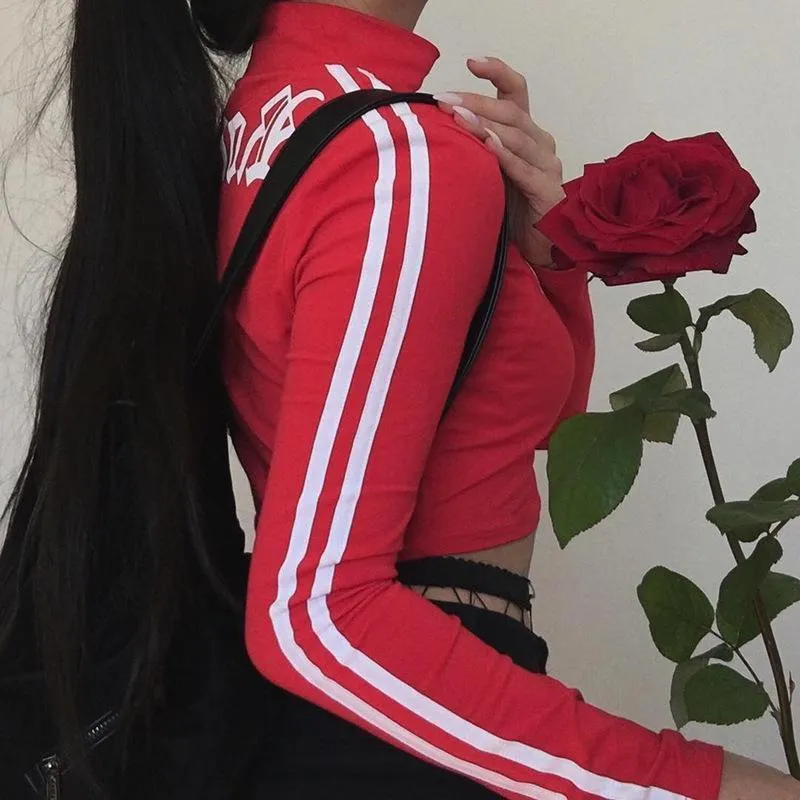 'Rome' Striped Turtleneck Crop Shirt