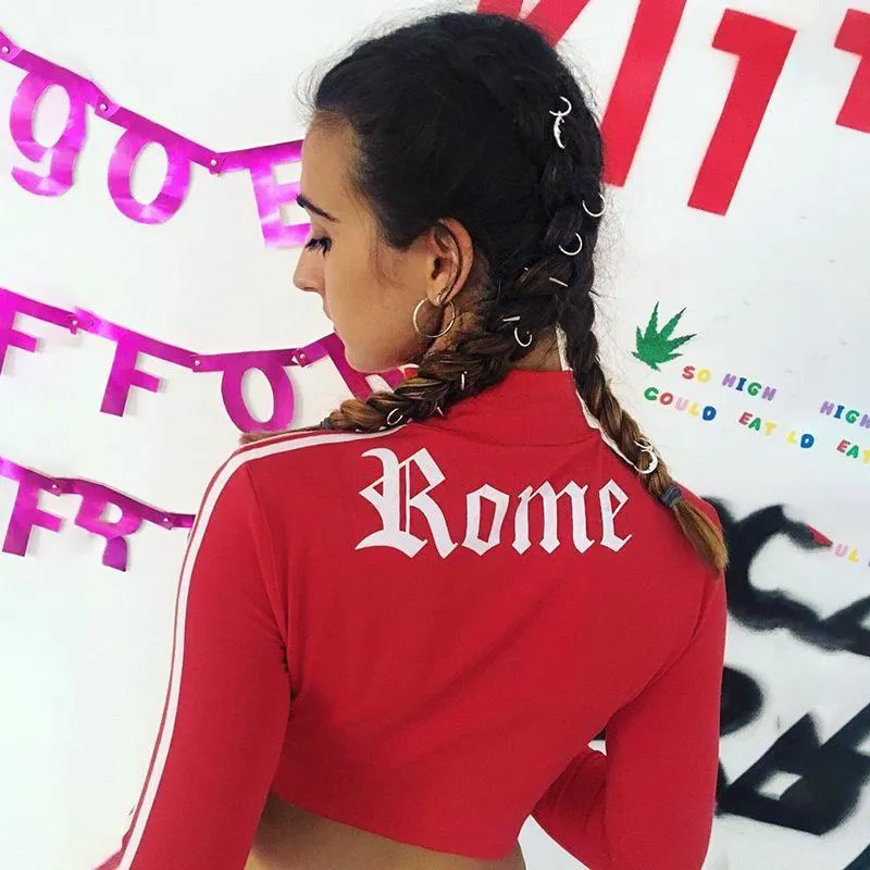 'Rome' Striped Turtleneck Crop Shirt