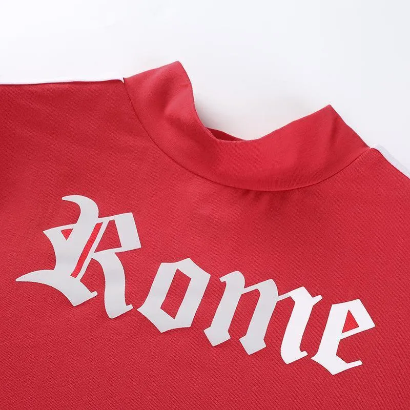 'Rome' Striped Turtleneck Crop Shirt