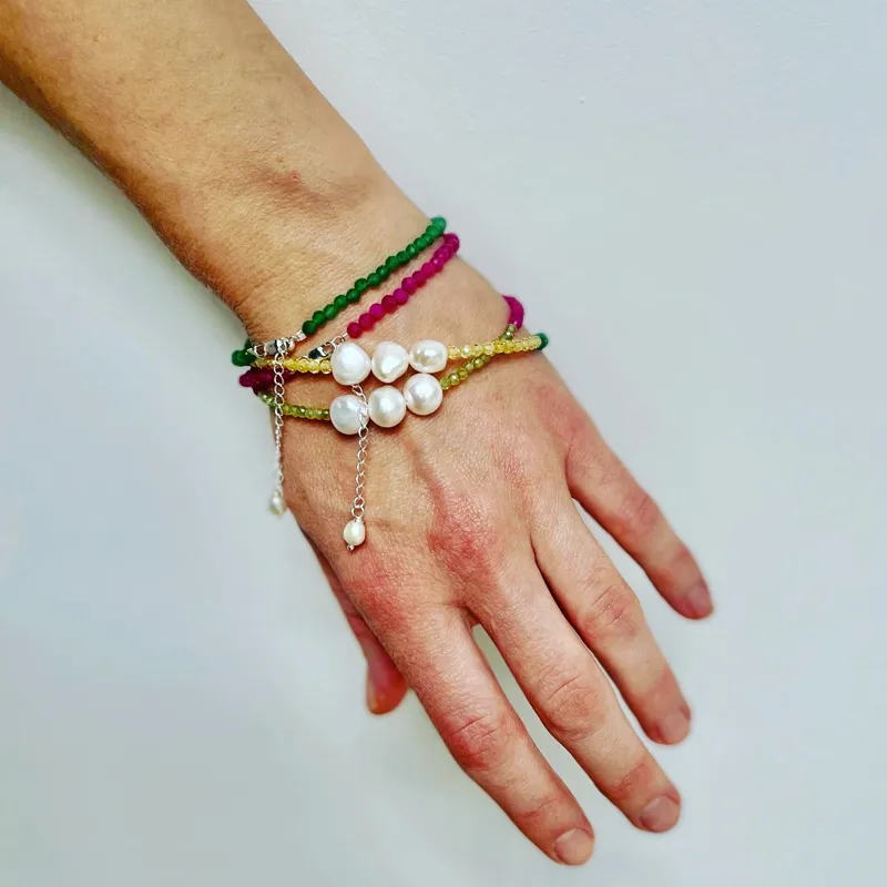 Rose Chalcedony   Peridot Choker/Double Bracelet