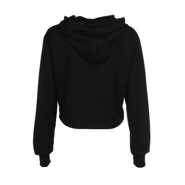 Rose Embroidery Crop Hooded Shirt