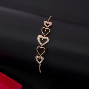 Rose Gold Heart Shape 925 Sterling Silver Chain Bracelet