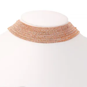 ROSE GOLD MULTI LAYER CRYSTAL CHOKER NECKLACE #16413CR-RG (OH3)