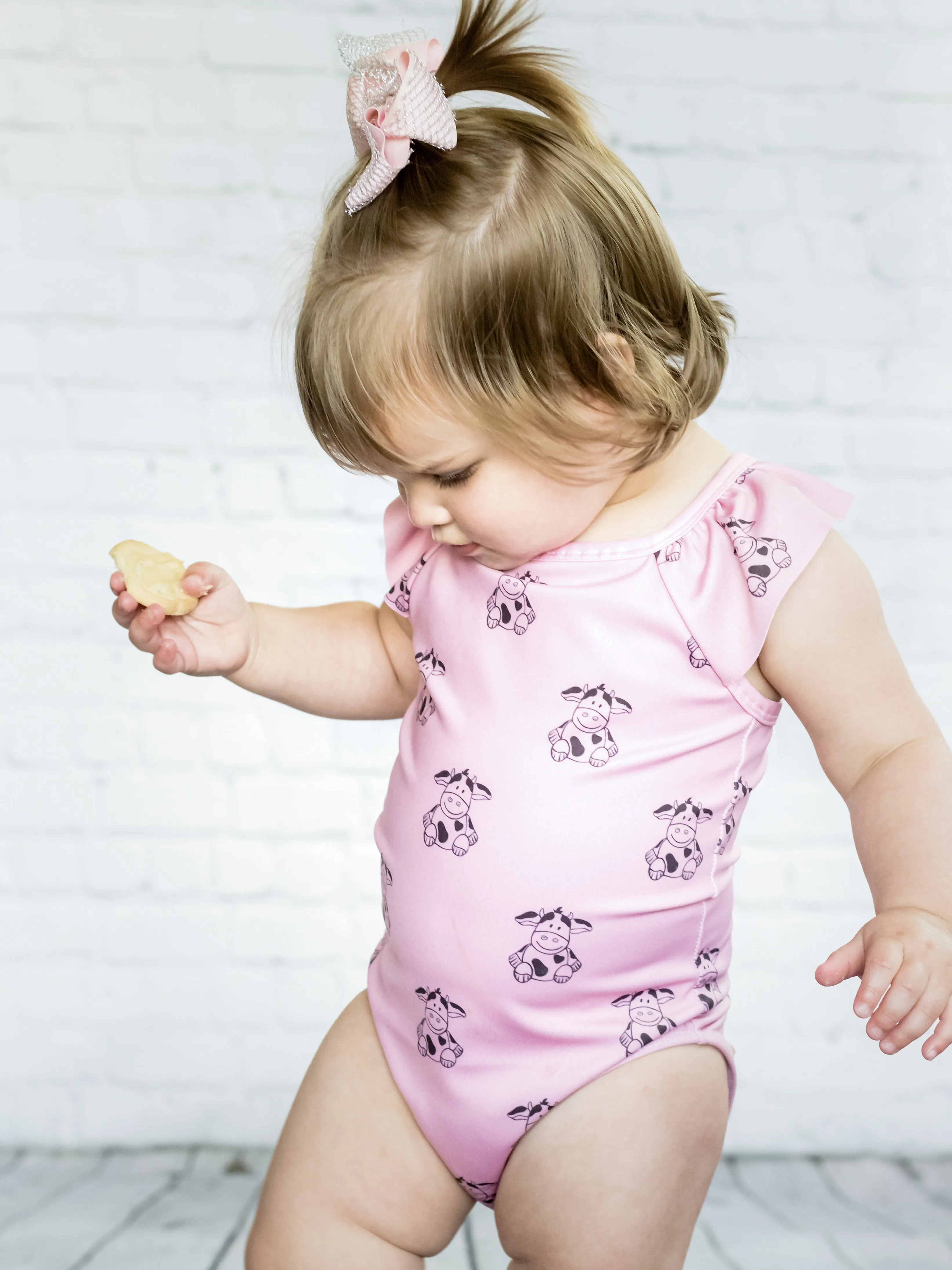 rose ruffled one-piece swimsuit