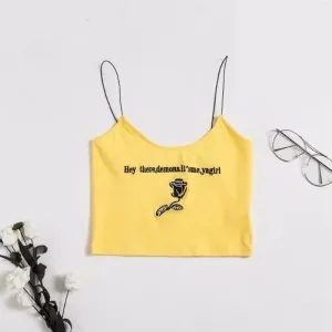Rose Spaghetti Strap Crop Top