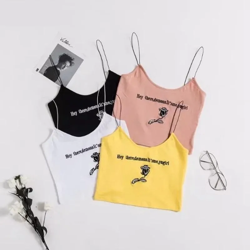 Rose Spaghetti Strap Crop Top