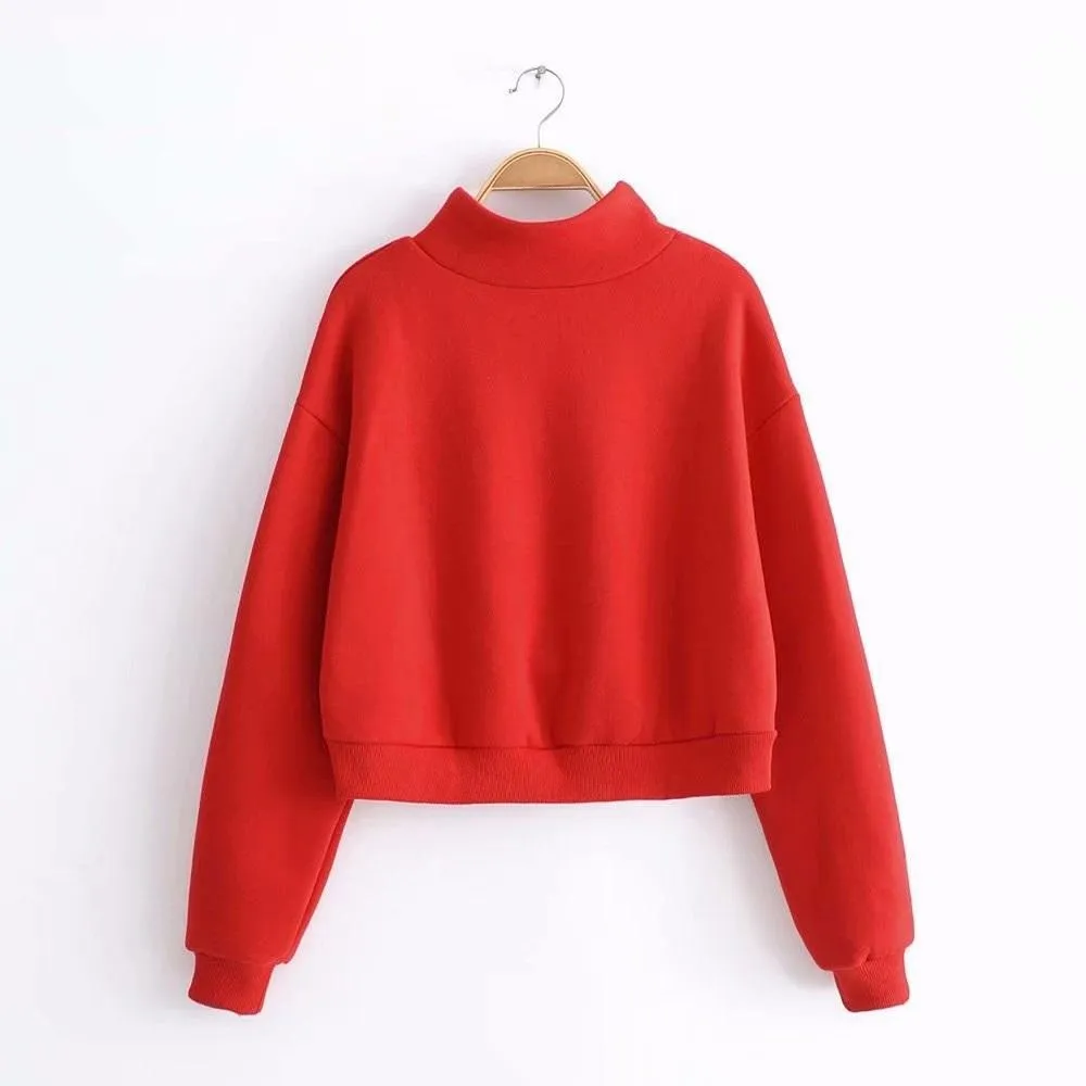ROSE Zip-Up Collar Sweatshirt