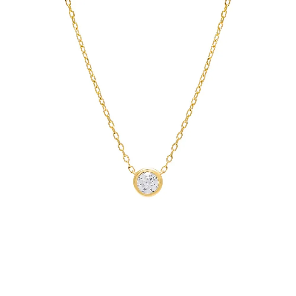 Round Bezel Solitaire Necklace