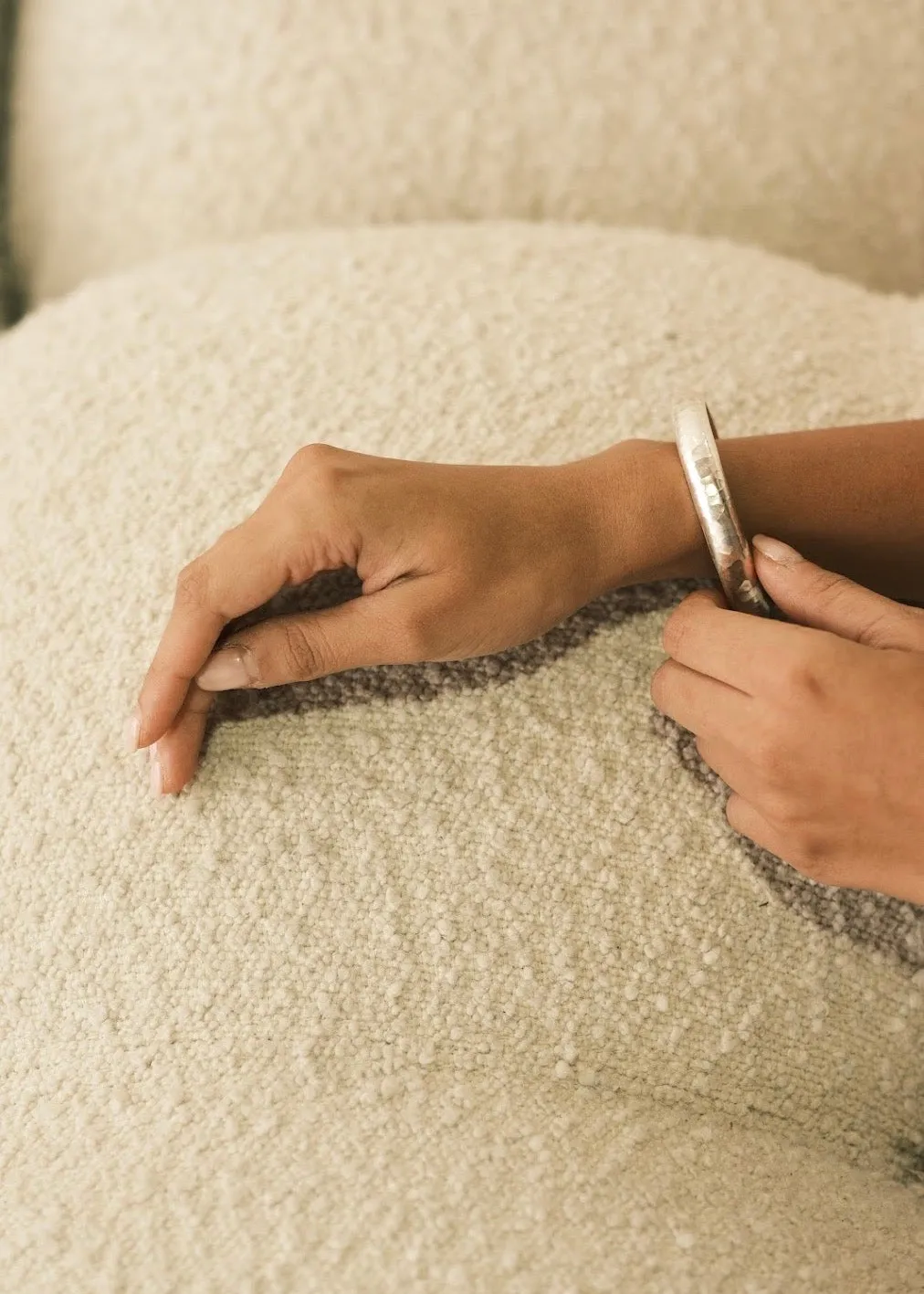 Round Hammered Sterling Silver Cuff (Small)
