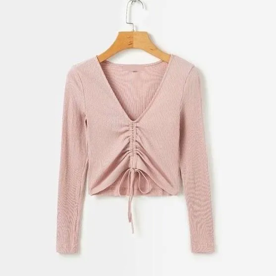 Ruched V-Neck Shirt