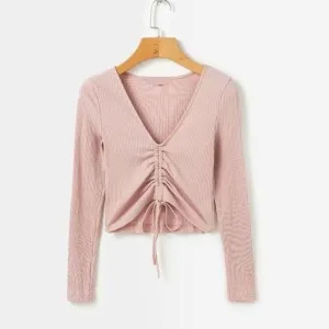 Ruched V-Neck Shirt