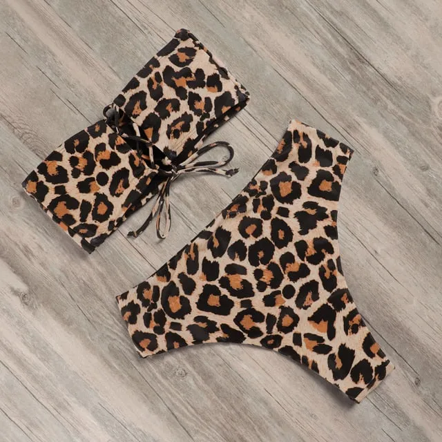 RUUHEE Bandage Bikini Swimwear Women Swimsuit High Waist Bikini Set 2021 Bathing Suit Push Up Maillot De Bain Femme Beachwear