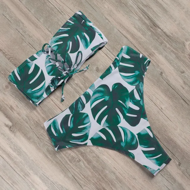 RUUHEE Bandage Bikini Swimwear Women Swimsuit High Waist Bikini Set 2021 Bathing Suit Push Up Maillot De Bain Femme Beachwear