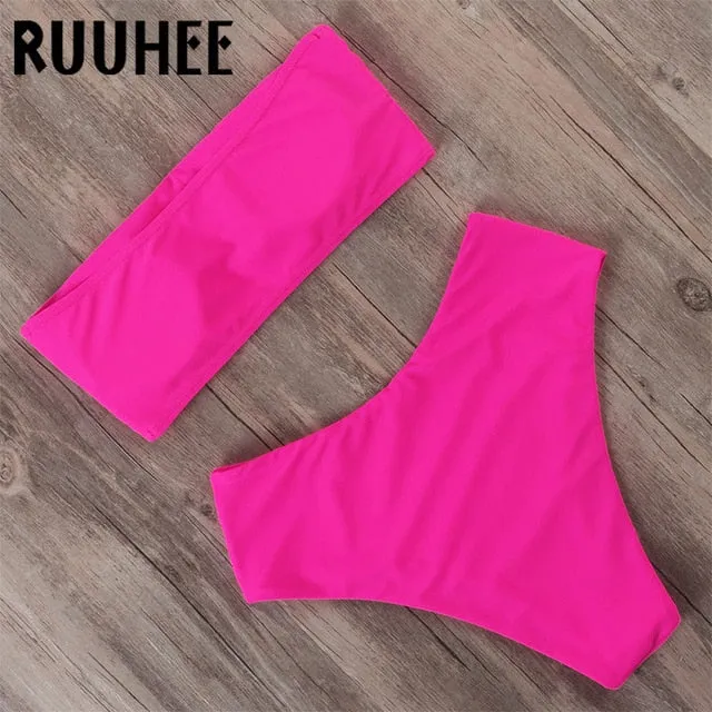 RUUHEE Bandage Bikini Swimwear Women Swimsuit High Waist Bikini Set 2021 Bathing Suit Push Up Maillot De Bain Femme Beachwear