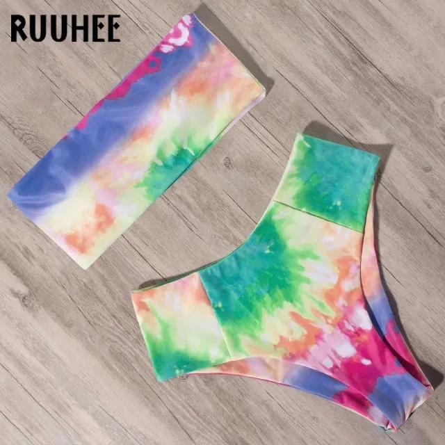 RUUHEE Bandage Bikini Swimwear Women Swimsuit High Waist Bikini Set 2021 Bathing Suit Push Up Maillot De Bain Femme Beachwear