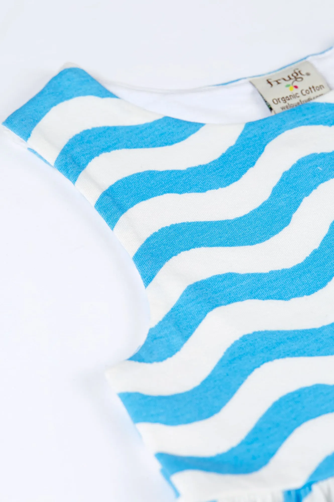 Samantha Summer Dress, Wave Stripe/Shell Dress- Blue Waves and shells - Kid's Summer Clothing