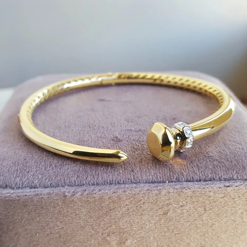 Sami Fine Jewelry "Nail" Design Hinged Cuff Bangle Bracelet