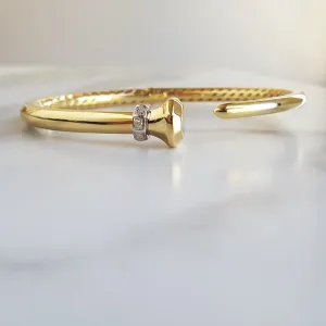 Sami Fine Jewelry "Nail" Design Hinged Cuff Bangle Bracelet
