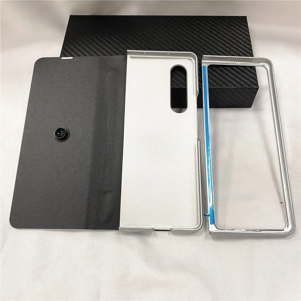 Samsung Galaxy Z Fold 3 Case With S Pen Holder Slot Leather and Tempered Glass Flip Stand Cover For Galaxy Z Fold 3