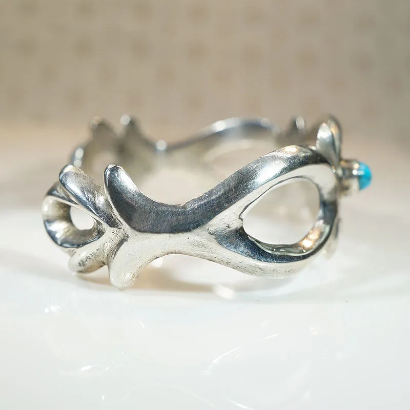 Sand Cast Sterling & Turquoise Petite Cuff Bracelet