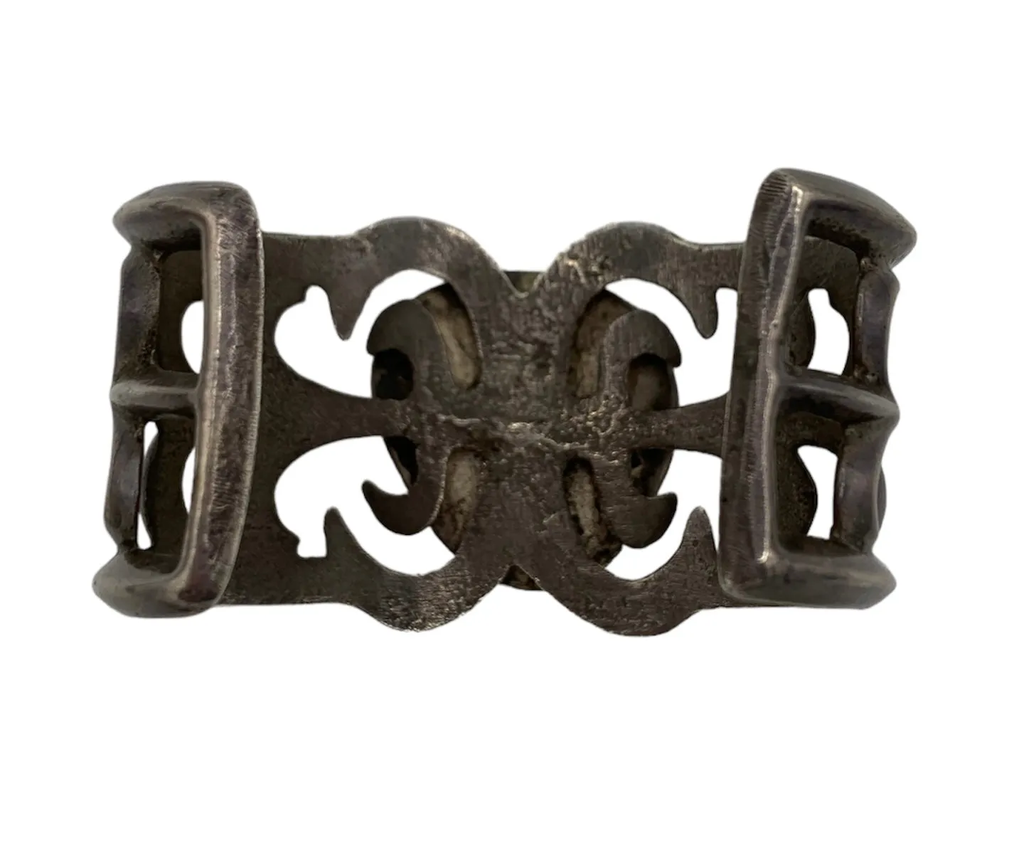 Sandcast Silver Turquoise Stone Cuff