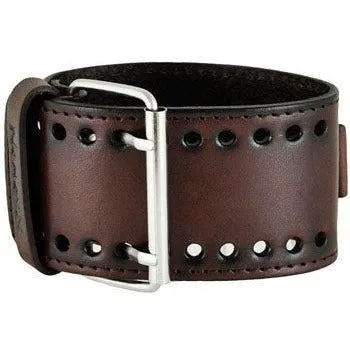 Sapphire Crystal Brown Watch with Stitched Dark Brown Leather Cuffs