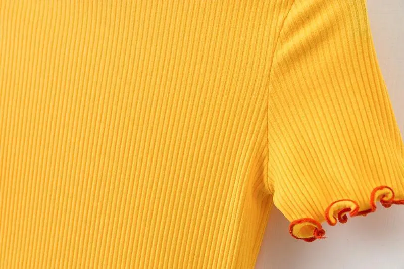 Scallops Turtleneck Crop T-Shirt