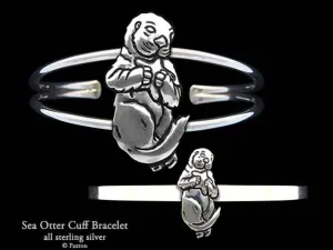 Sea Otter Cuff Bracelet Sterling Silver