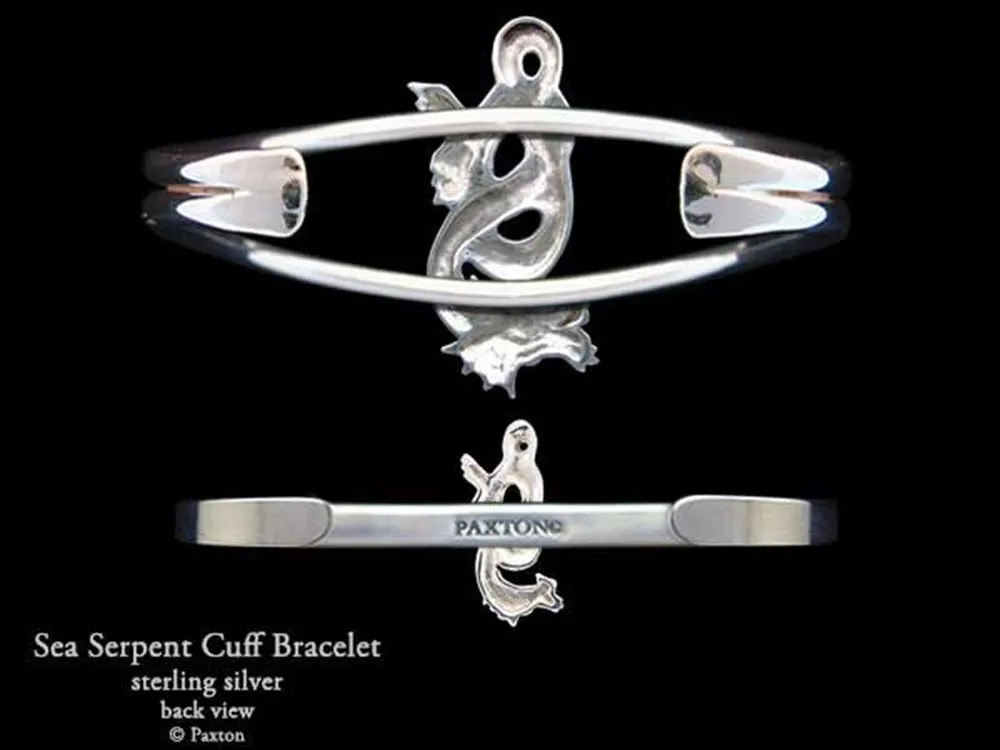 Sea Serpent Dragon Cuff Bracelet Sterling Silver