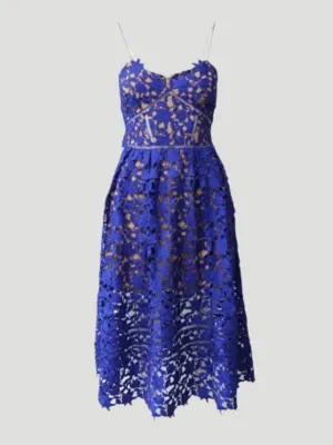 Self-Portrait Azalea Royal Blue Midi Dress