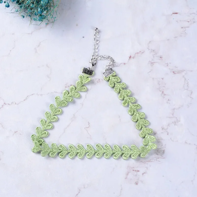 Sen series soft sister jewelry girl green neck band peach heart bow neck chain Choker collar collarbone chain necklace