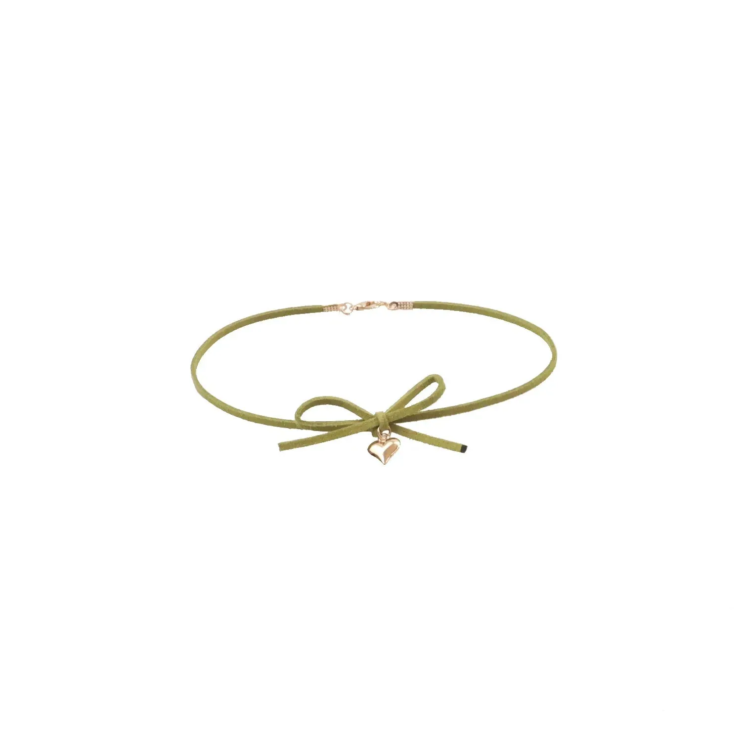 Sen series soft sister jewelry girl green neck band peach heart bow neck chain Choker collar collarbone chain necklace