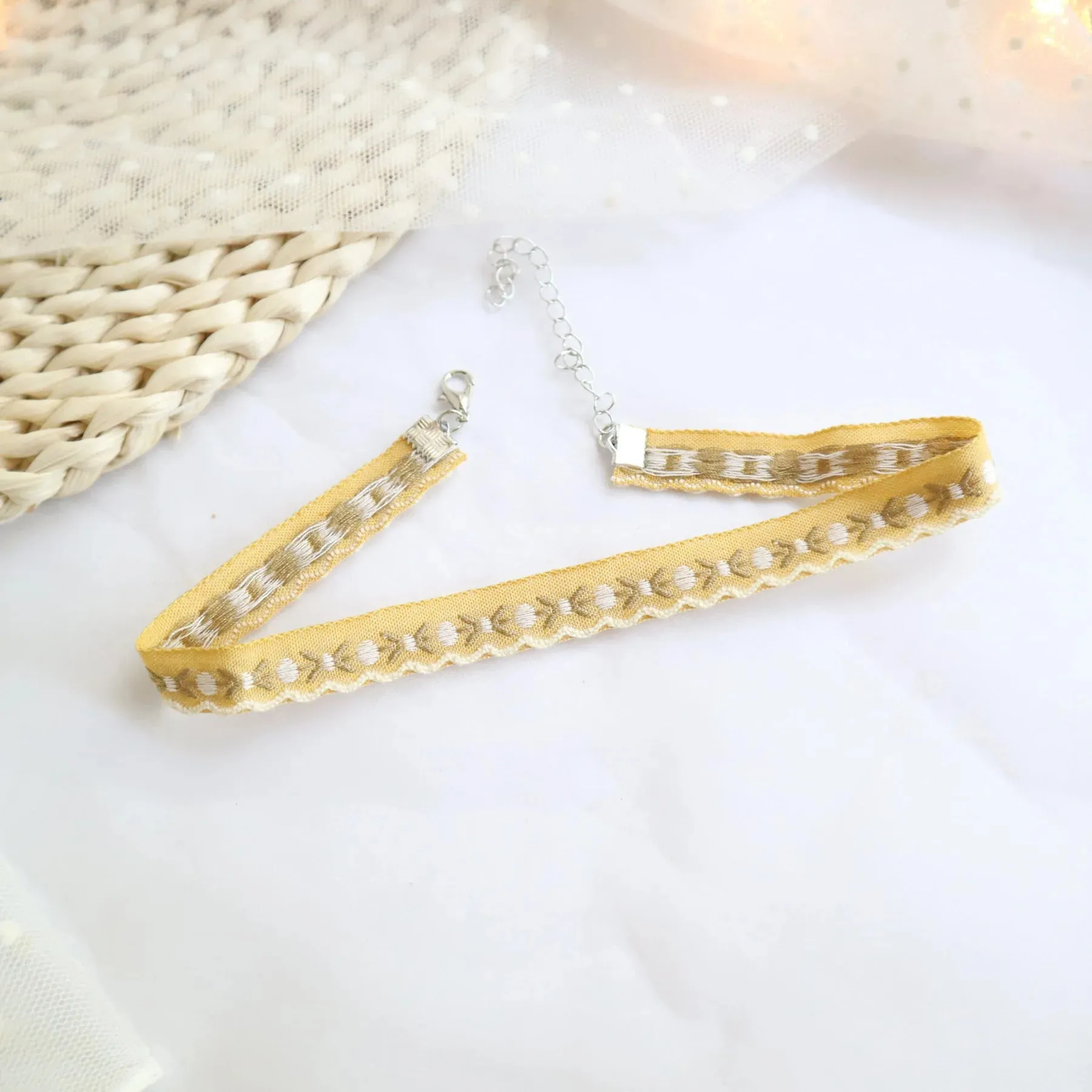 Sen series soft sister jewelry girl green neck band peach heart bow neck chain Choker collar collarbone chain necklace