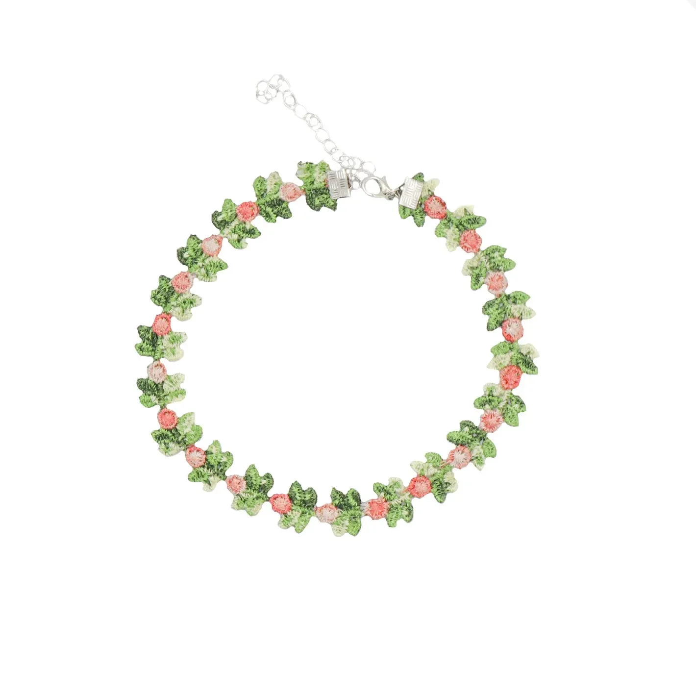 Sen series soft sister jewelry girl green neck band peach heart bow neck chain Choker collar collarbone chain necklace