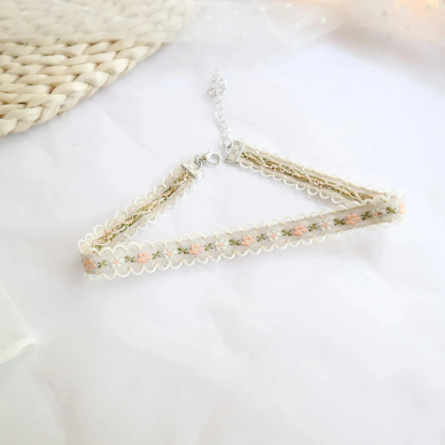Sen series soft sister jewelry girl green neck band peach heart bow neck chain Choker collar collarbone chain necklace