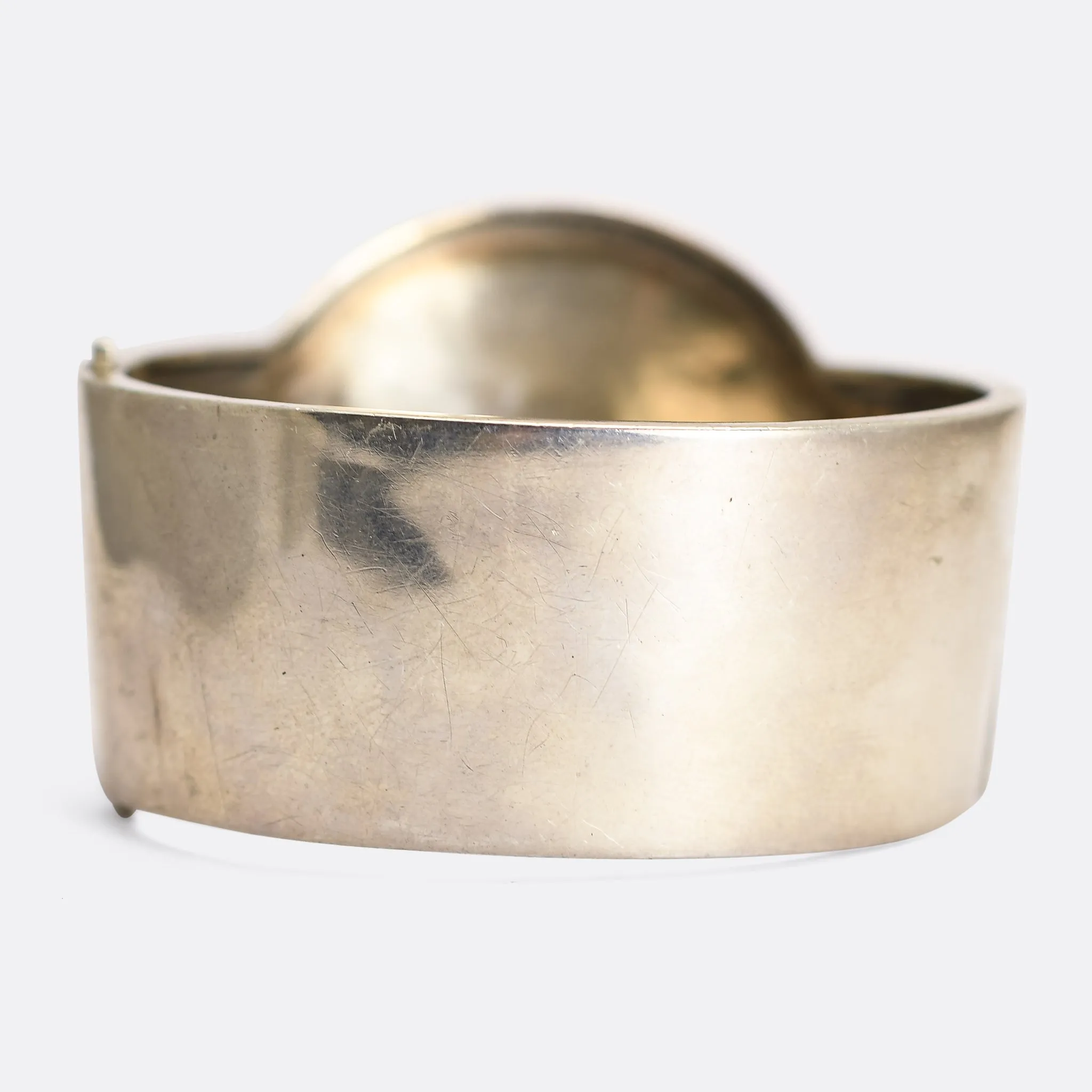 Set of Three Victorian Silver Cuff Bangles with Rose Gold Inlay