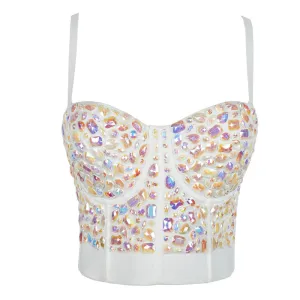 Sexy Rhinestones Bra Nightclub Party Banquet Hall Stage Corset Vest