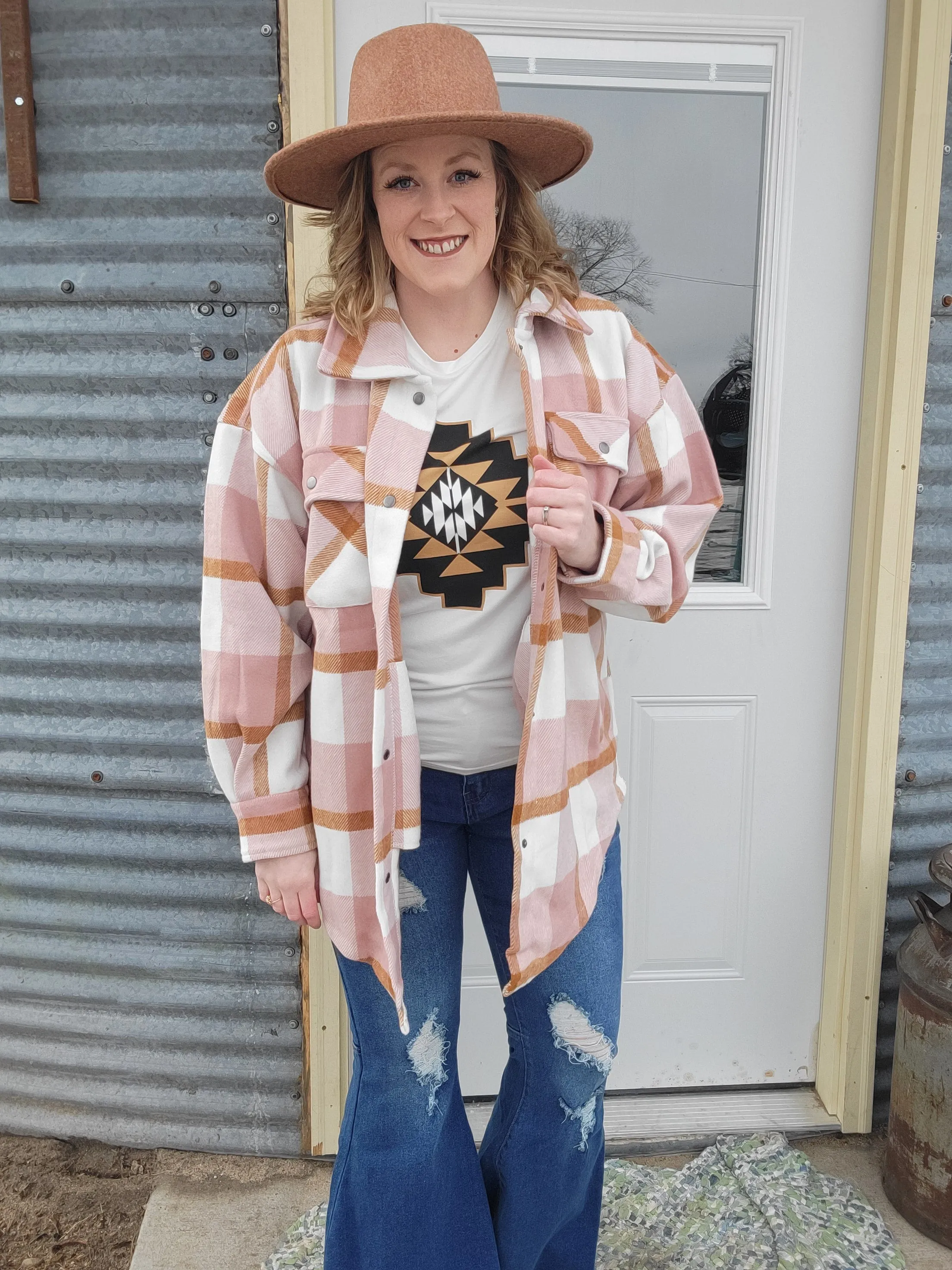 Shacket - Pink/Camel