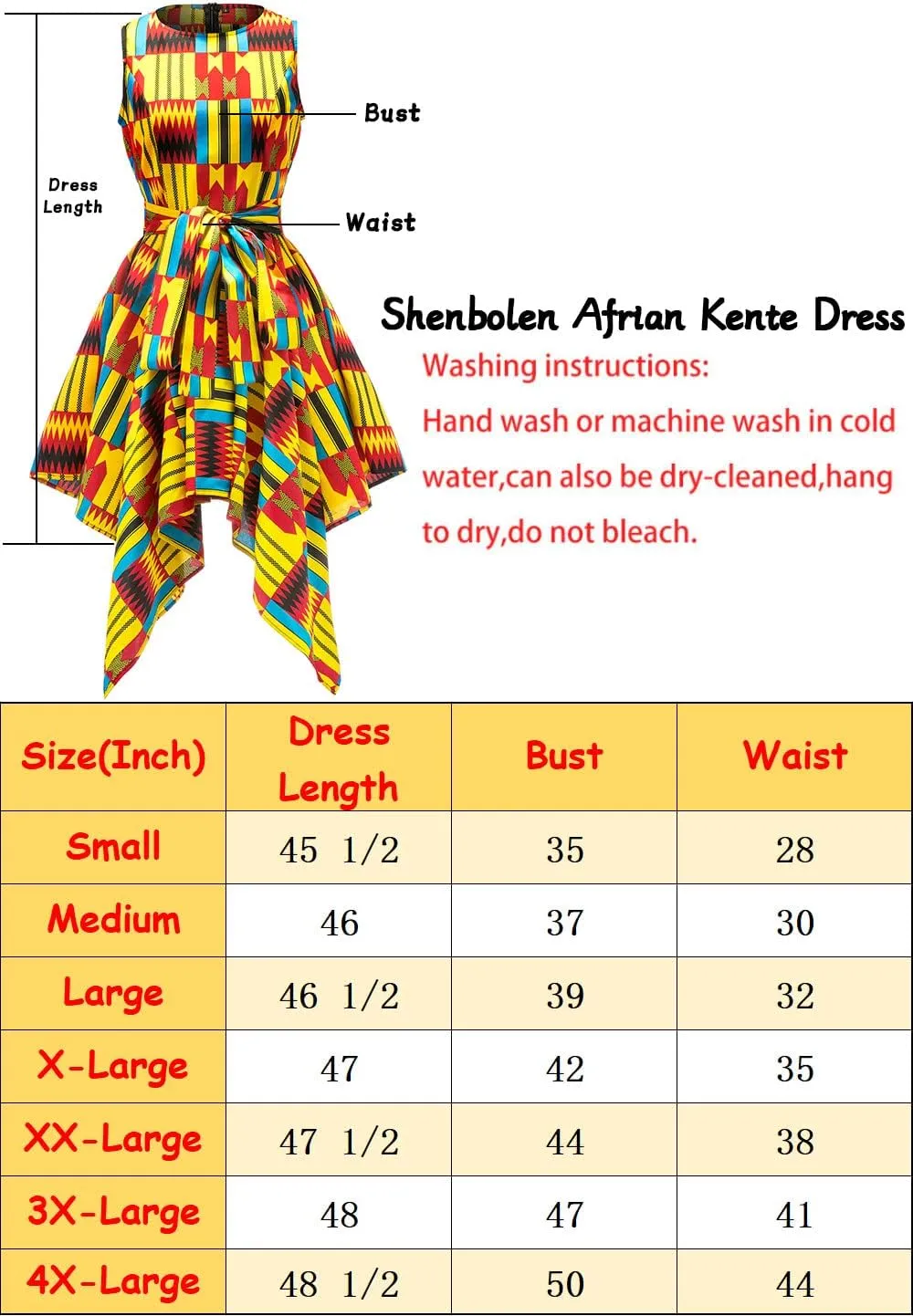 SHENBOLEN Women African Print Dresses Traditional Clothing Casual Party Dress(Small,W)