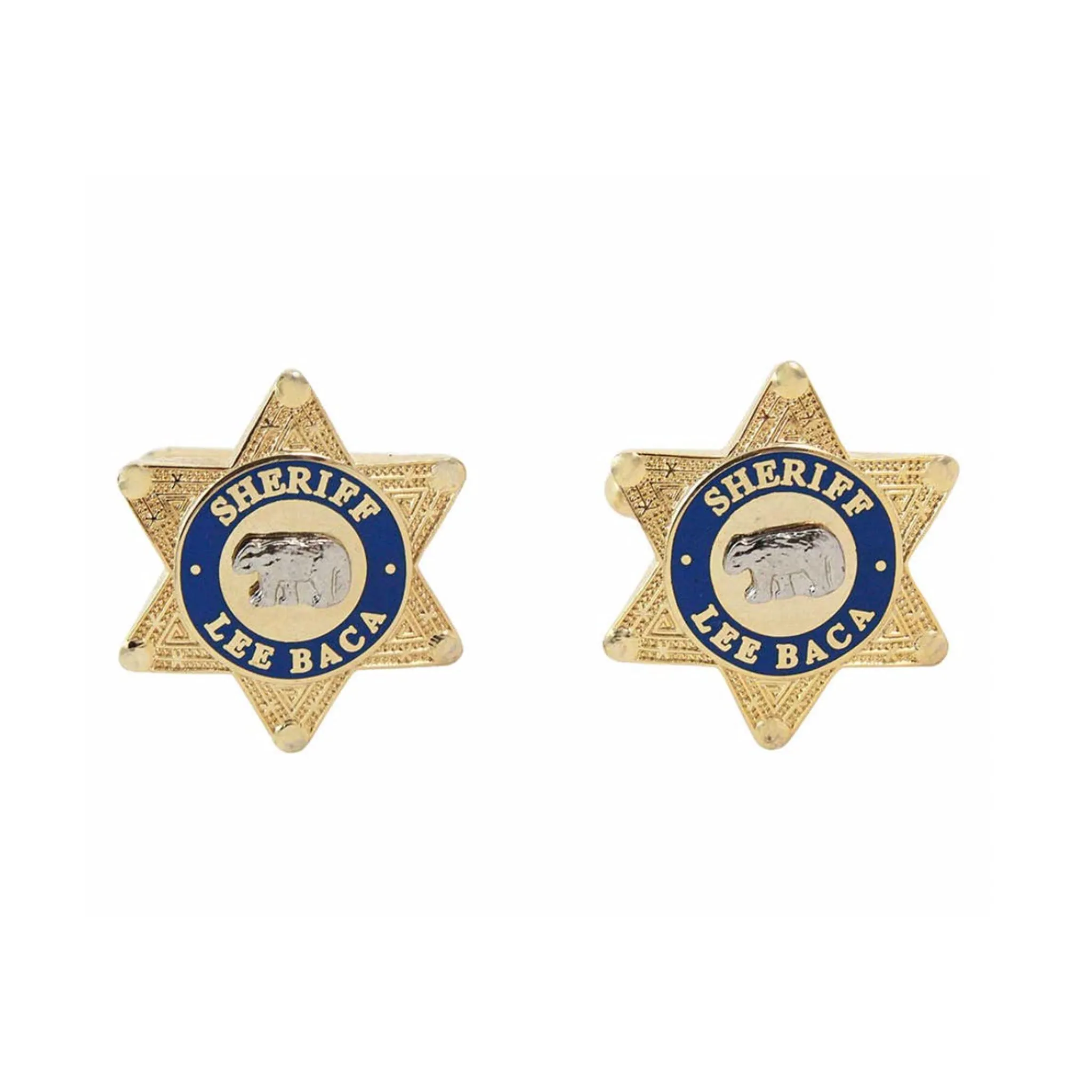 SHERIFF LEE BACA Circa 1990s Gold Tone Metal Star Cufflinks