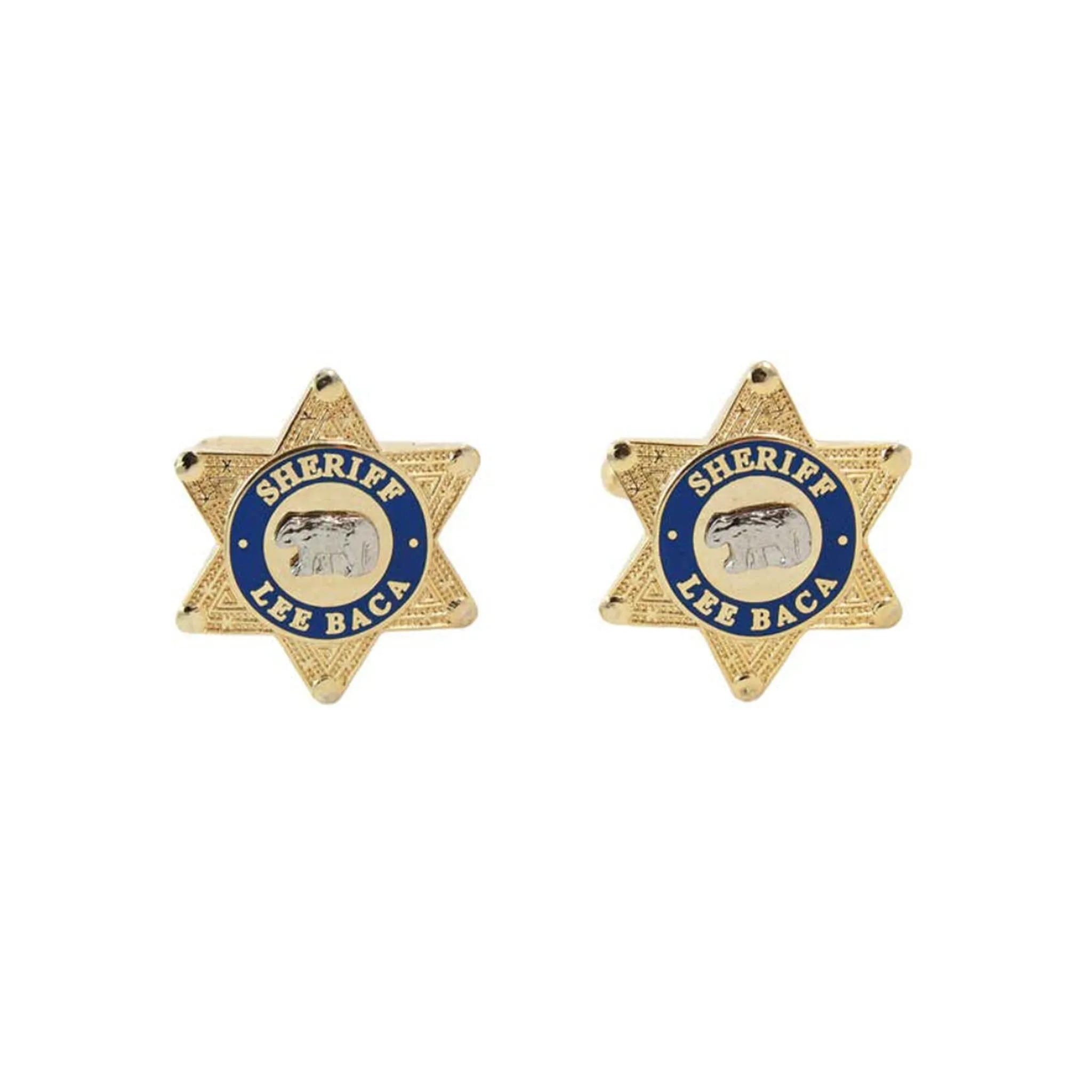SHERIFF LEE BACA Circa 1990s Gold Tone Metal Star Cufflinks