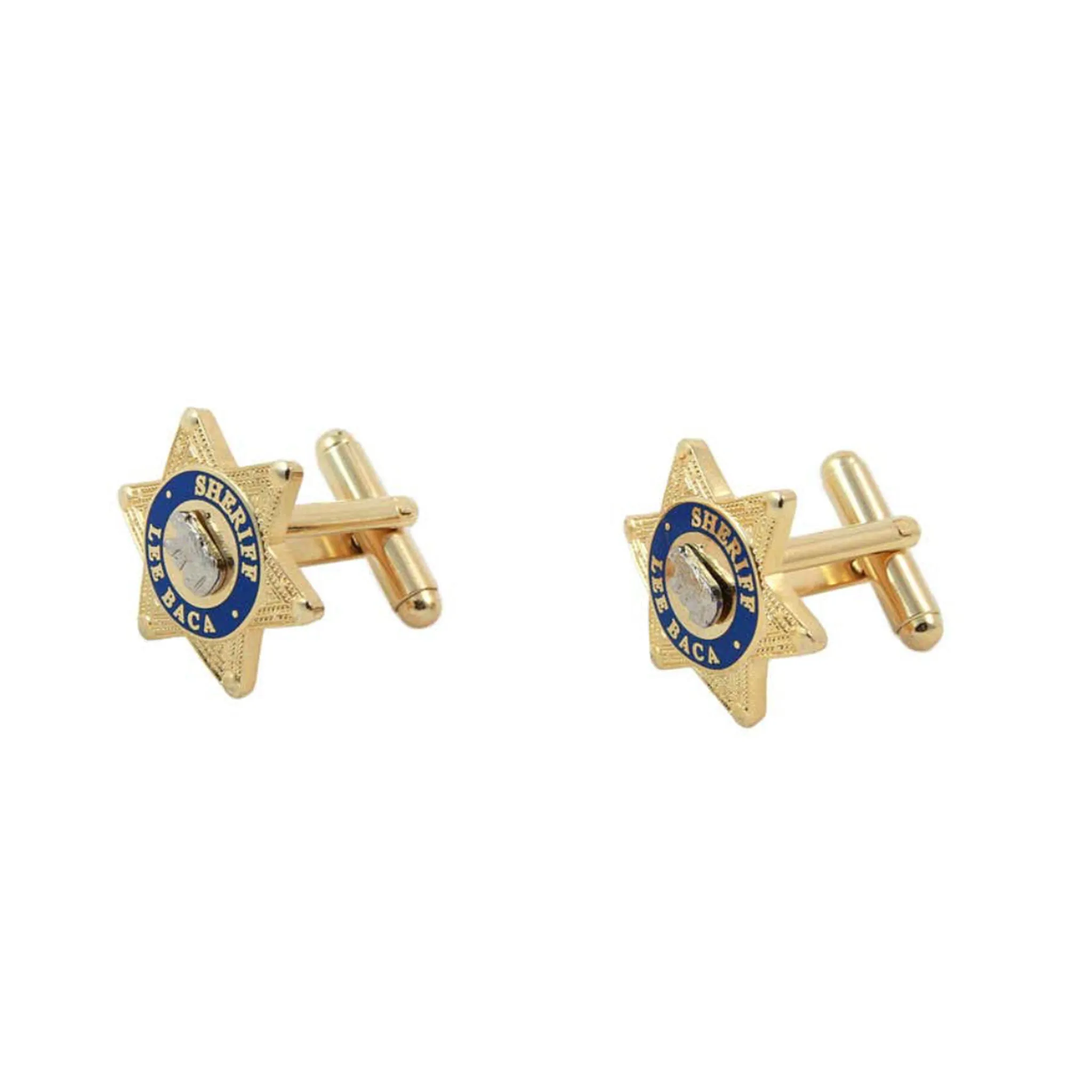 SHERIFF LEE BACA Circa 1990s Gold Tone Metal Star Cufflinks