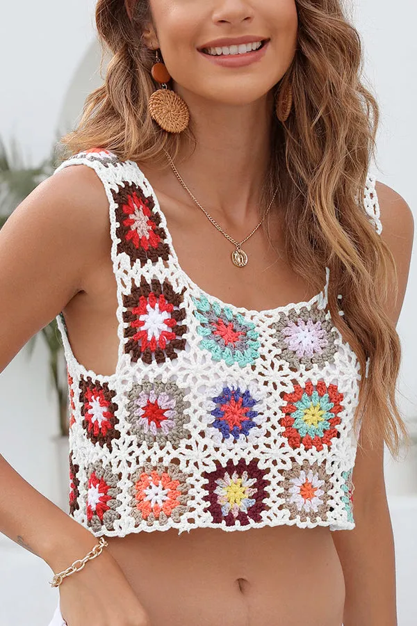 Short-Cropped Vest Crochet Top Clothing