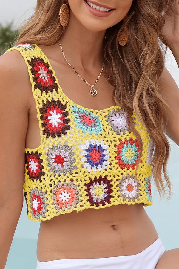Short-Cropped Vest Crochet Top Clothing