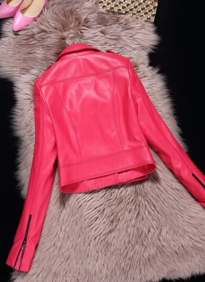 Short Genuine Leather Jacket Women