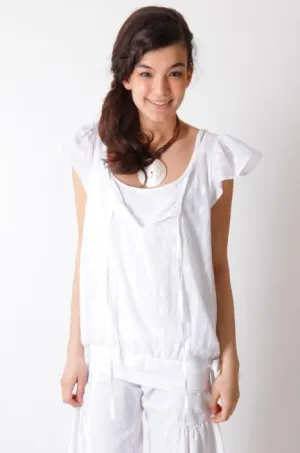 Short Sleeve Blouse With Banded Belt