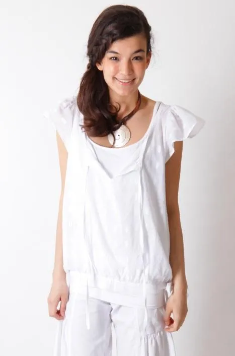 Short Sleeve Blouse With Banded Belt